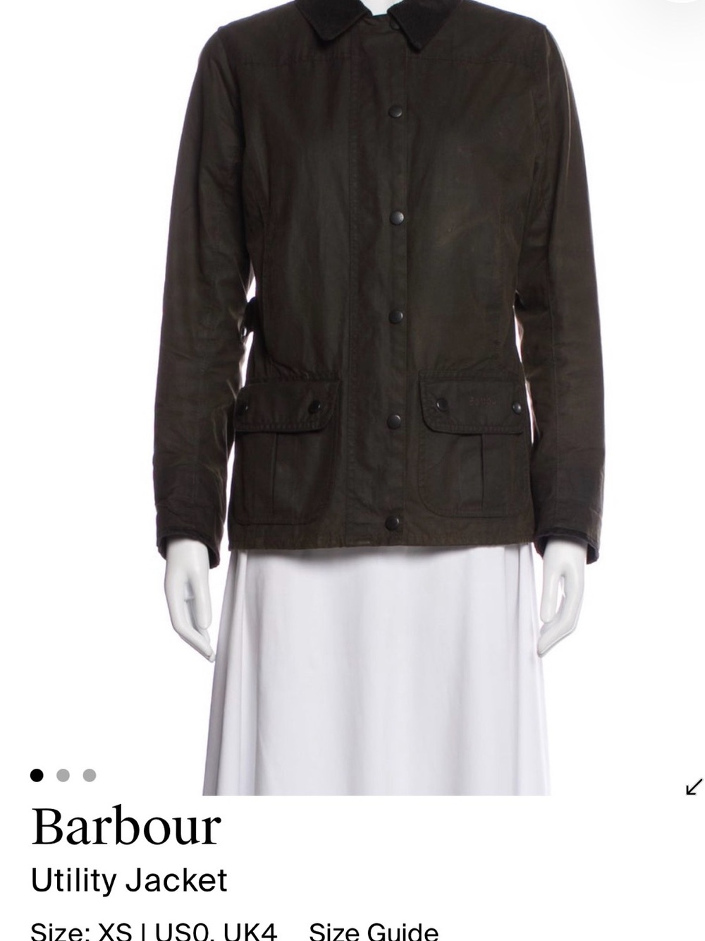 Barbour Dark Olive Utility Jacket with Button Front